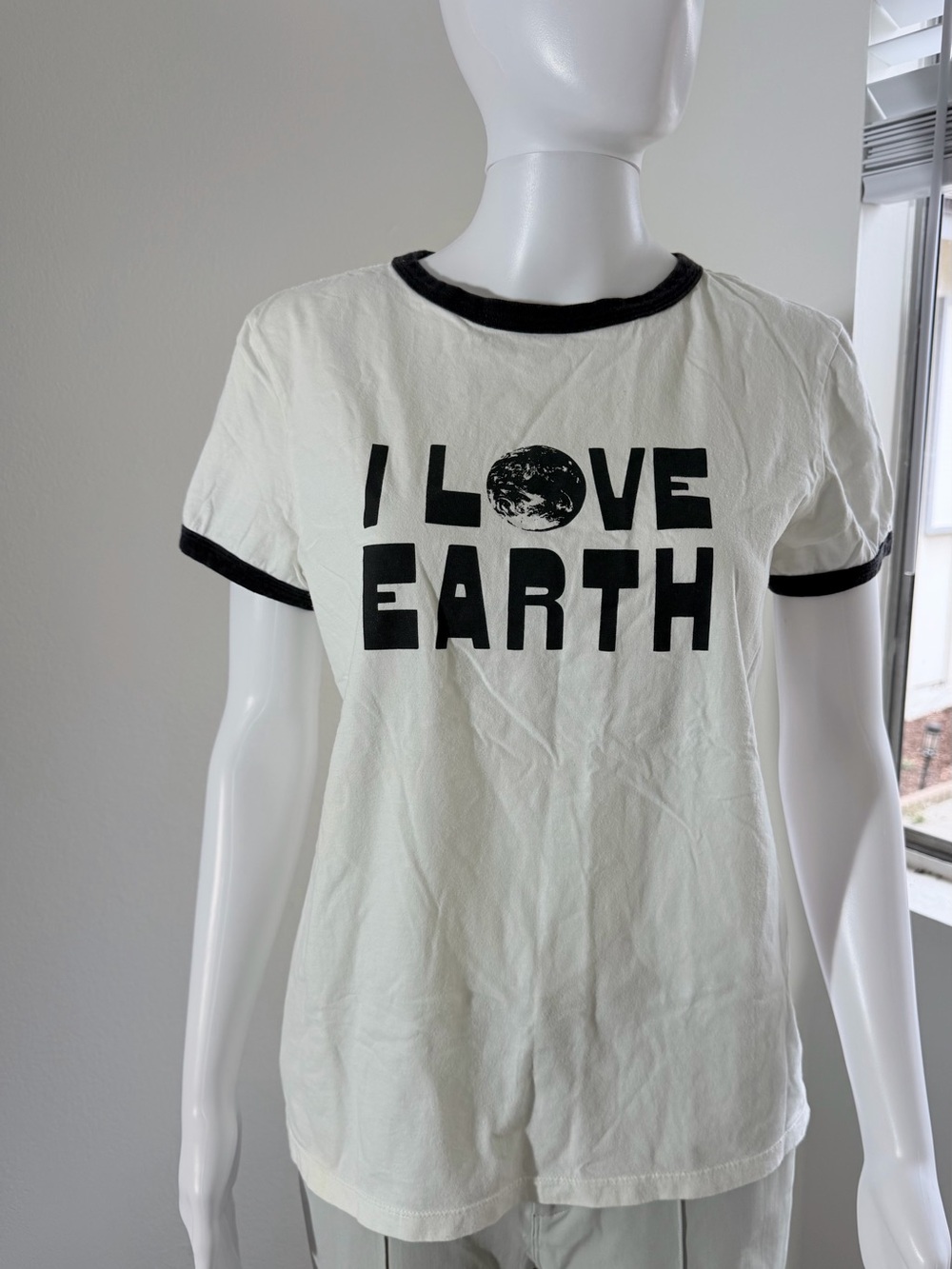 Patagonia White Ringer Tee with Black Graphic